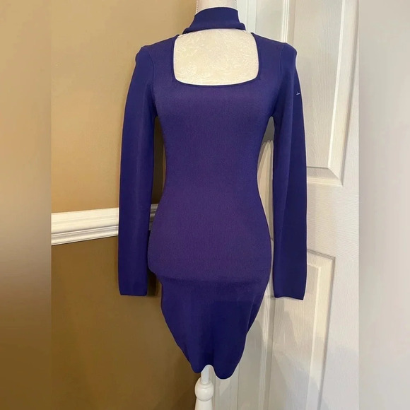 SUPERDOWN Jessica Cut Out Mini Dress Bodycon Long Sleeves Indigo Large - Picture 10 of 12
